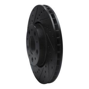 Volvo XC70 Brake Rotor (1) - Front Left - R1 Concepts - Drilled & Slotted - Black - `99-`09